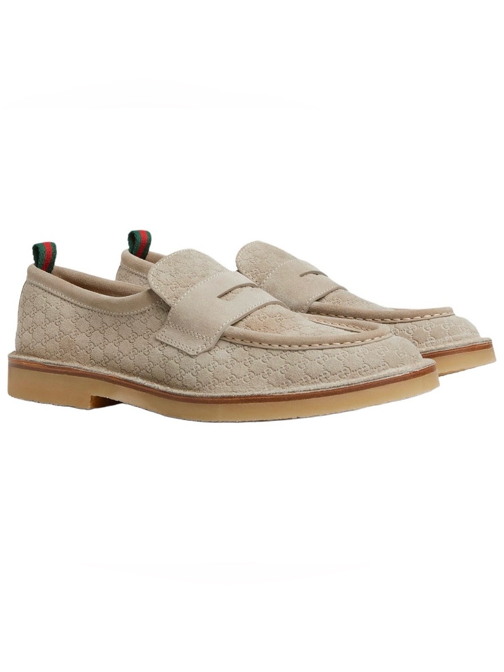 GUCCI Luxury Suede Web Micro GG Casual Shoes Oatmeal